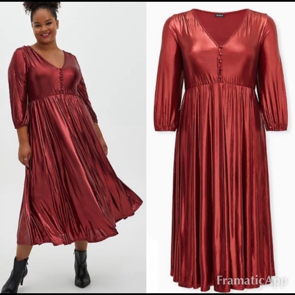NWT Torrid Liquid Metallic Knit Tea Length Dress